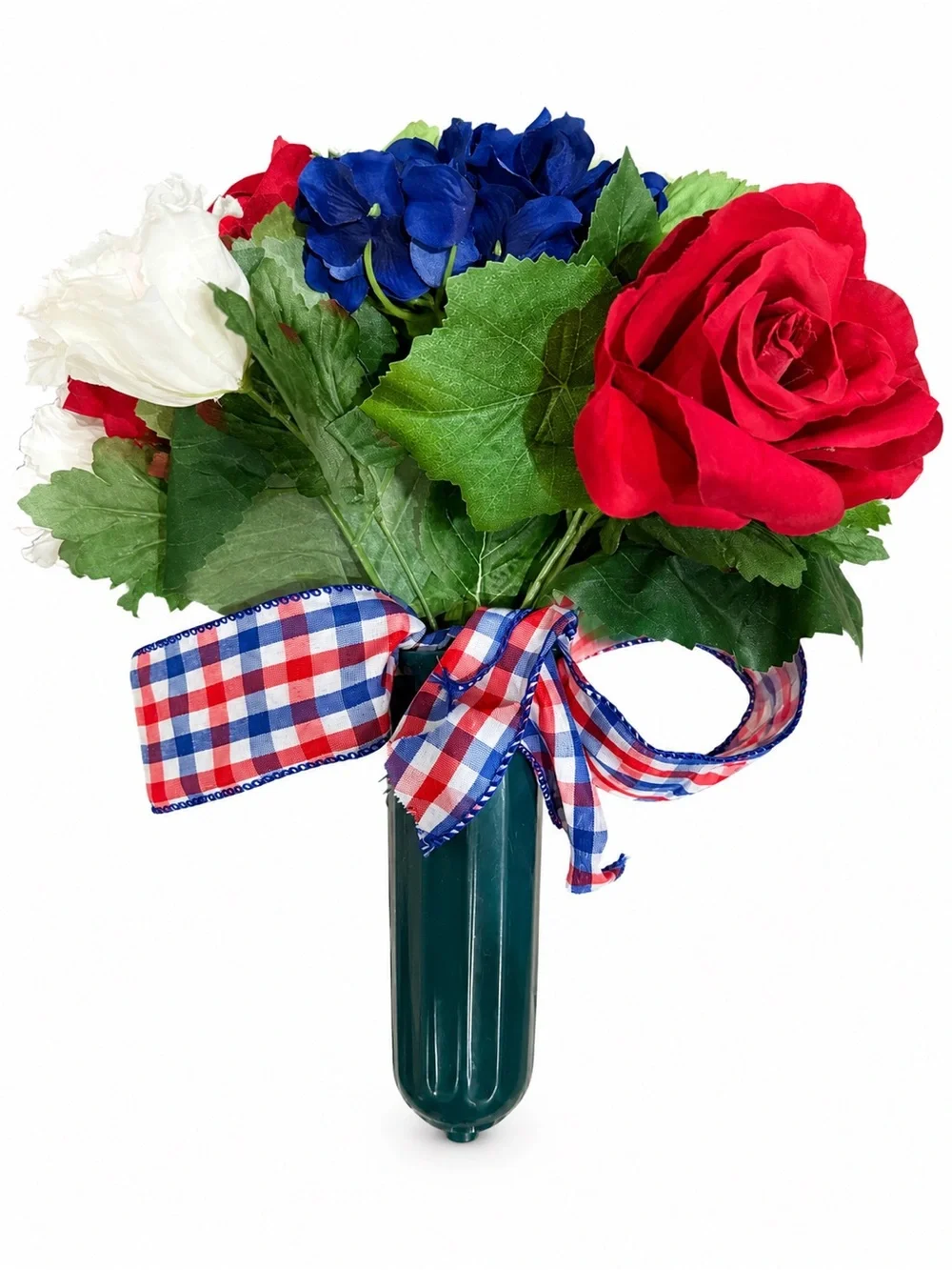 Red Blue White Roses Peony Memorial Flowers Cone